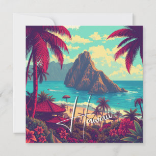 Carte Style vintage Hawaiian Travel Honolulu Mid-Pacific
