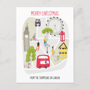 Carte stylisée Joyeux Noël Nom de Londres