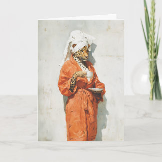 Carte Stylish Leopard Morning Coffee Portrait