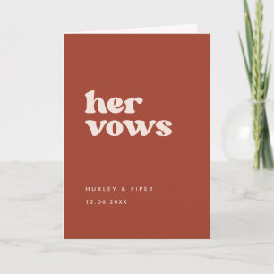 Carte Stylish rétro terre cuite Ses voeux mariage vows