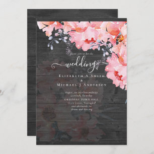 Carte Sublime MARIAGE en fleurs roses - BUDGET