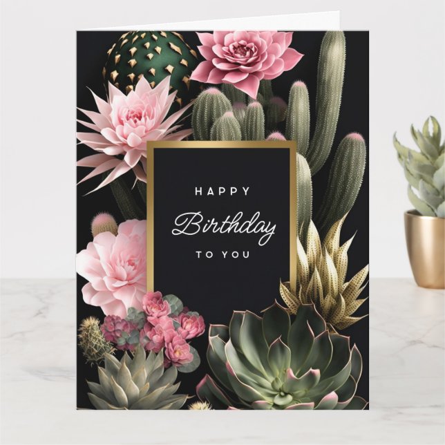 Carte Succulent et fleurs arrière - plan (Petite plante)