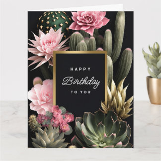 Carte Succulent et fleurs arrière - plan