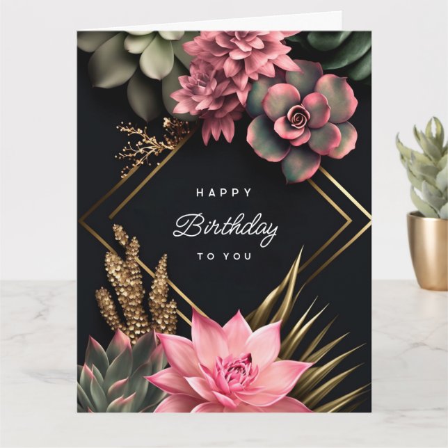 Carte Succulent et fleurs arrière - plan (Petite plante)