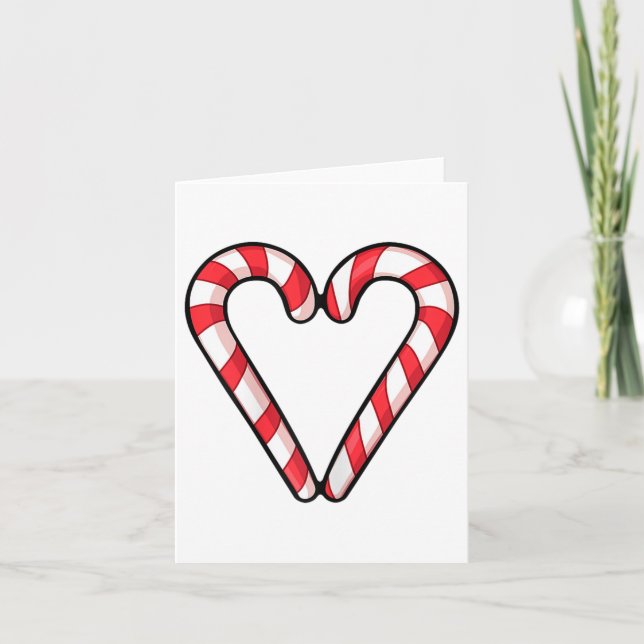 Carte Sucre de canne Coeur Noël Mignonne Fête Rouge Blan (Devant)