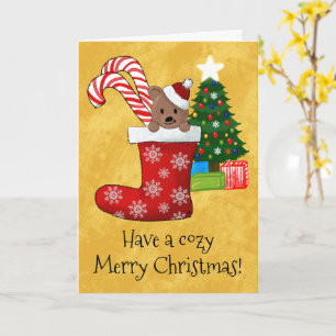 Carte Sucre de canne d'ours mignon Noël Stocking