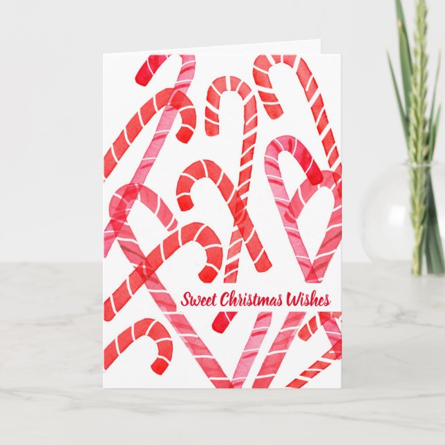 Carte Sucres de canne Noël Aquarelle Rouge (Devant)