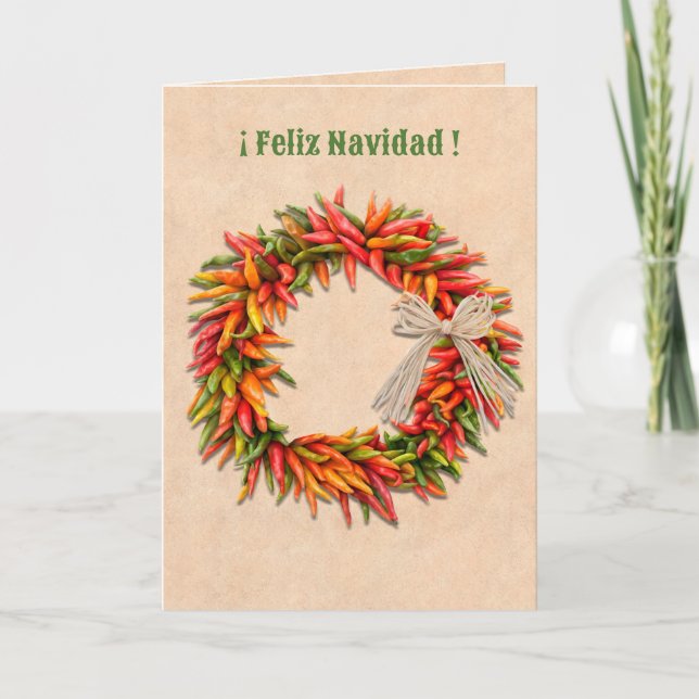 Carte Sud-ouest du Chili Wreath Feliz Navidad Christmas (Devant)