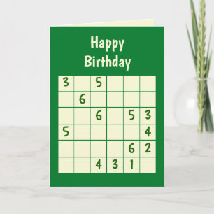 Carte Sudoku Puzzle 6x6 Anniversaire