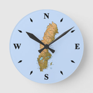 Carte Suède Horloge