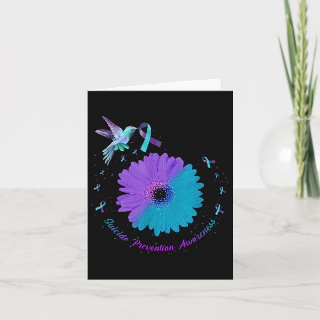 Carte Suicide au ruban pourpre du coeur de tournesol de  (Devant)