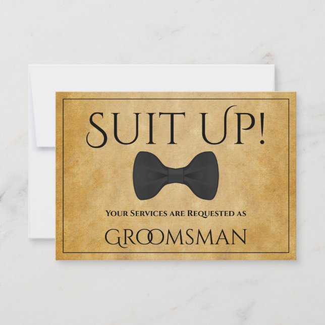 Carte Suit Be My Groomsman Faux Parchment Card (Devant)