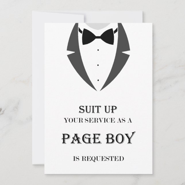 Carte Suit Be My Page Boy Proposition Card (Devant)