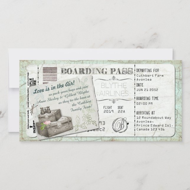 Carte Suitcase Boarding Pass Invite (Devant)