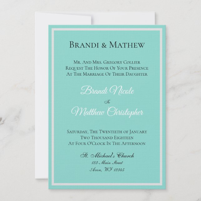 Carte Suite Mariage de mariée et de chambre Élégante cér (Devant)