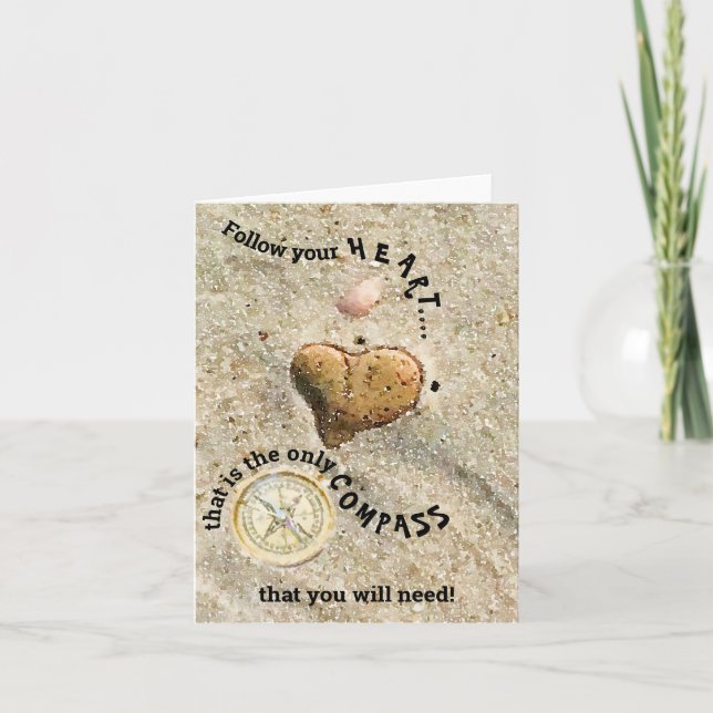 Carte Suivez votre coeur seulement boussole vous avez be (Devant)
