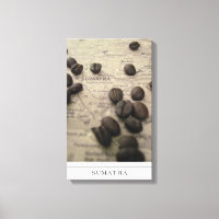 Carte Sumatra avec haricots de café sur toile