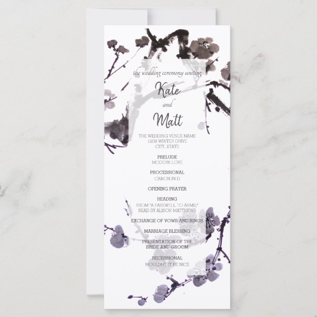Carte Sumie de fleur de prune (Devant)