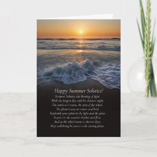 Carte Summer Solstice Océan et Plage avec Waves Poème