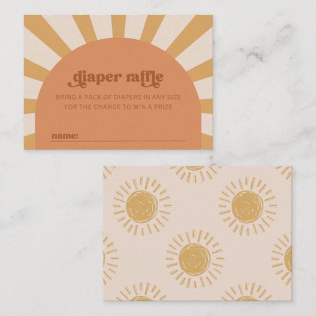 Carte Sun Diaper Raffle | Carte Baby shower Sun (Devant / Derrière)