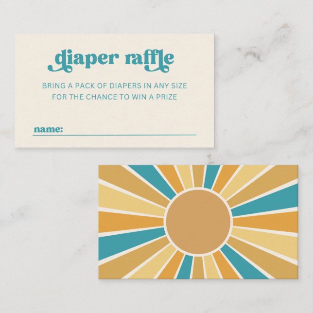 Carte Sun Diaper Raffle | Carte Baby shower Sun (Devant / Derrière)
