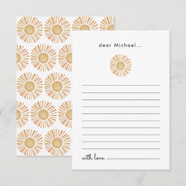 Carte Sun Sunshine 1er Anniversaire Heure Capsule (Devant / Derrière)