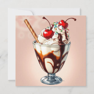 Carte Sundae de glace au chocolat avec paillettes Vide