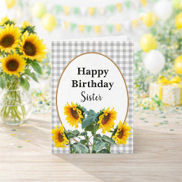 Carte Sunflower Bonne fête d'anniversaire soeur Floral S