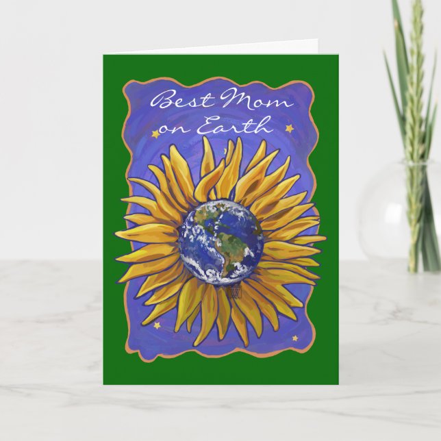 Carte Sunflower Earth meilleure maman sur Terre (Devant)