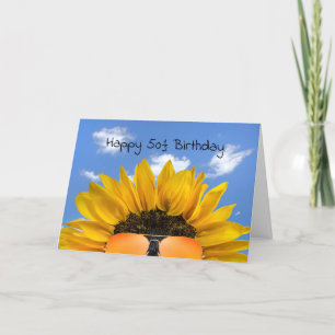 Carte Sunflower et lunettes de soleil à demi-anniversair