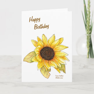 Carte Sunflower watercolor customizable greeting card