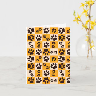 Carte Sunny Cat Paw Print Checkerboard
