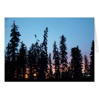 Carte Sunrise à travers les arbres