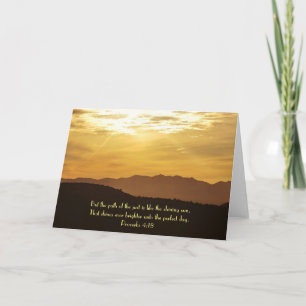 Carte Sunrise Fog Mountain Scripture Card Proverbe 4:18