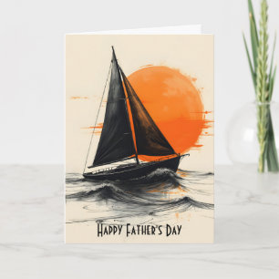 Carte Sunrise Sailboat Fête des pères Silhouette