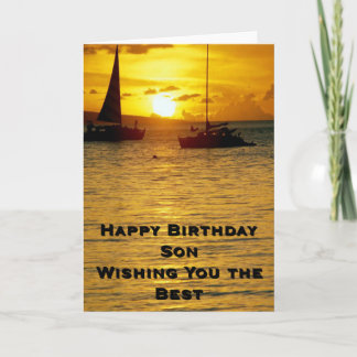 Carte Sunset Ships Joyeux Fils d'anniversaire