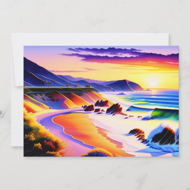 Carte Sunset Watercolor de Californie (Devant)