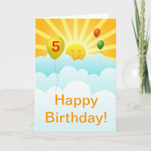 Carte Sunshine Happy Face et Ballons Anniversaire de l'â