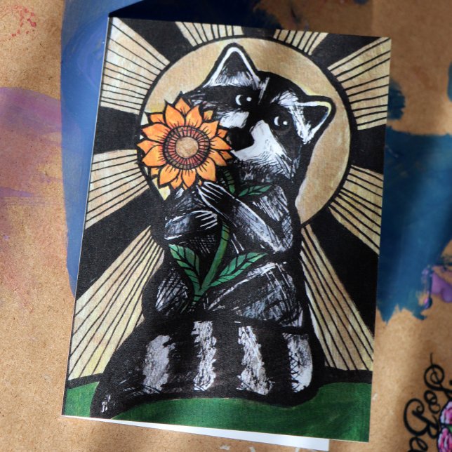 Carte Sunshine Sunflower Raccoon (Créateur téléchargé)