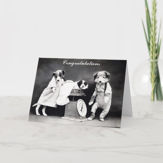 Carte Super Chien Vintage Nouveau bébé Félicitations (Devant)