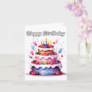 Carte Super délicieux gâteau fête d'anniversaire festin