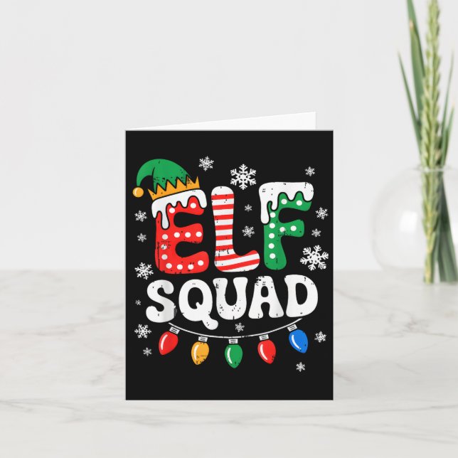 Carte Super Elf Squad Elf Famille de Noël Correspondant  (Devant)