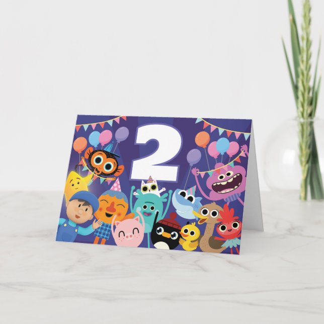 Carte Super fête d'anniversaire des personnages simples (Devant)