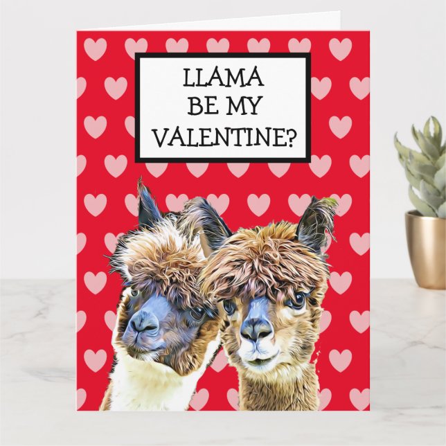 Carte Super Grand Lama Sois ma Saint-Valentin ? Je T'aim (Petite plante)