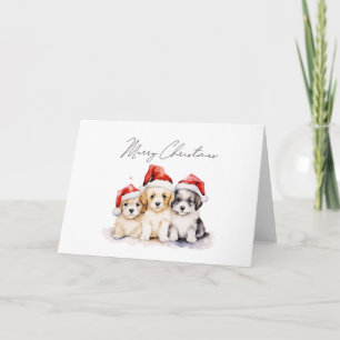 Carte Super mignon chiots de Noël