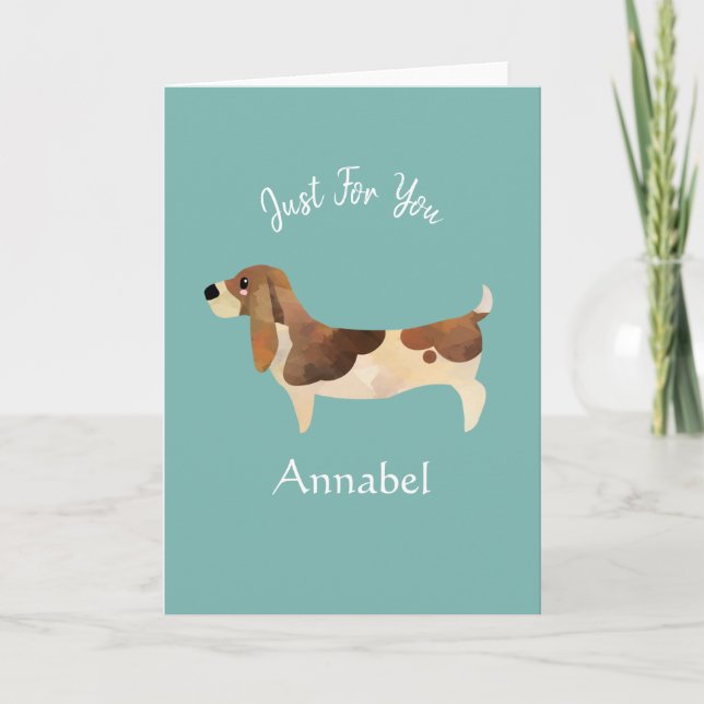 Carte Super mignon personnalisable Basset Hound (Devant)