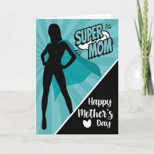 Carte Super Mom Comic pour la fête des mères heureuse