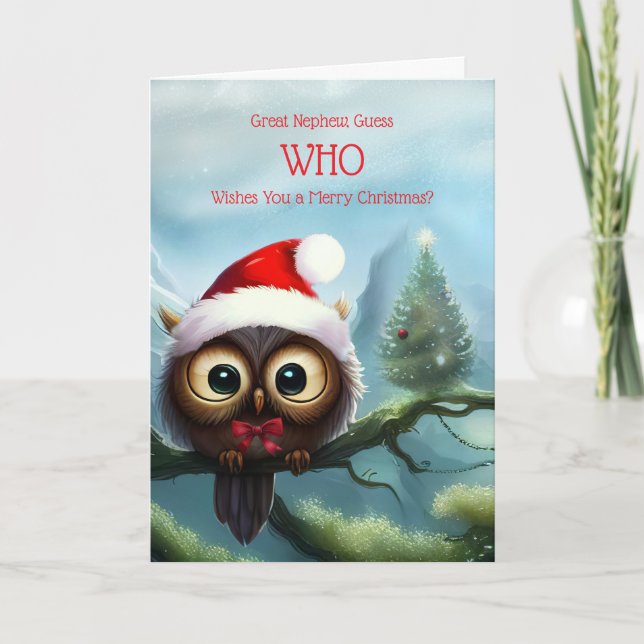 Carte Super Nephew Joyeux Noël Cute Owl (Devant)