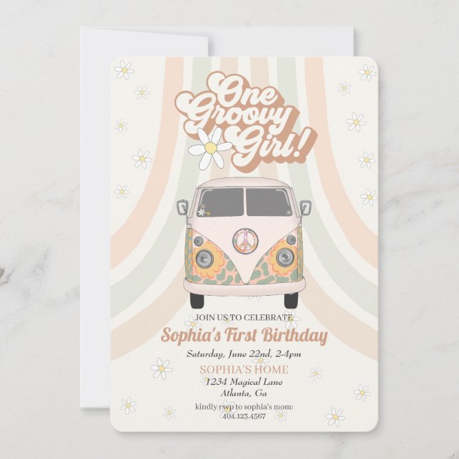 Carte Super premier anniversaire, les années 70 rétro th (Devant)
