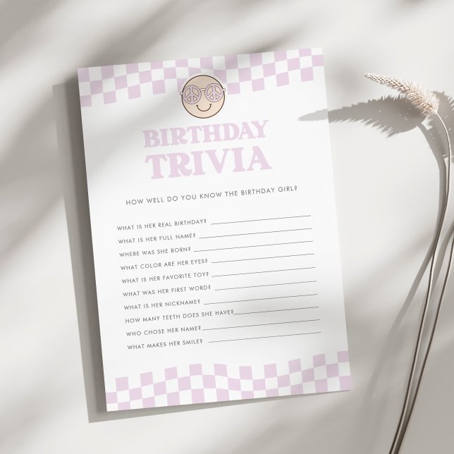Carte Super Retro Happy Girls 1er anniversaire Trivia Je (Créateur téléchargé)